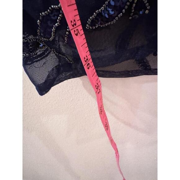 Primavera Couture Fitted Mesh Navy BlueBeaded Dress Sz 10 Prom Formal Homecoming - Picture 8 of 11